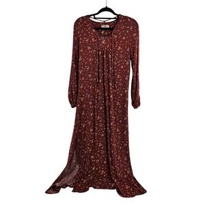 Natural Life Boho Maxi Dress‎ Print Small Prairie Cottage Forest Fairy Flowy